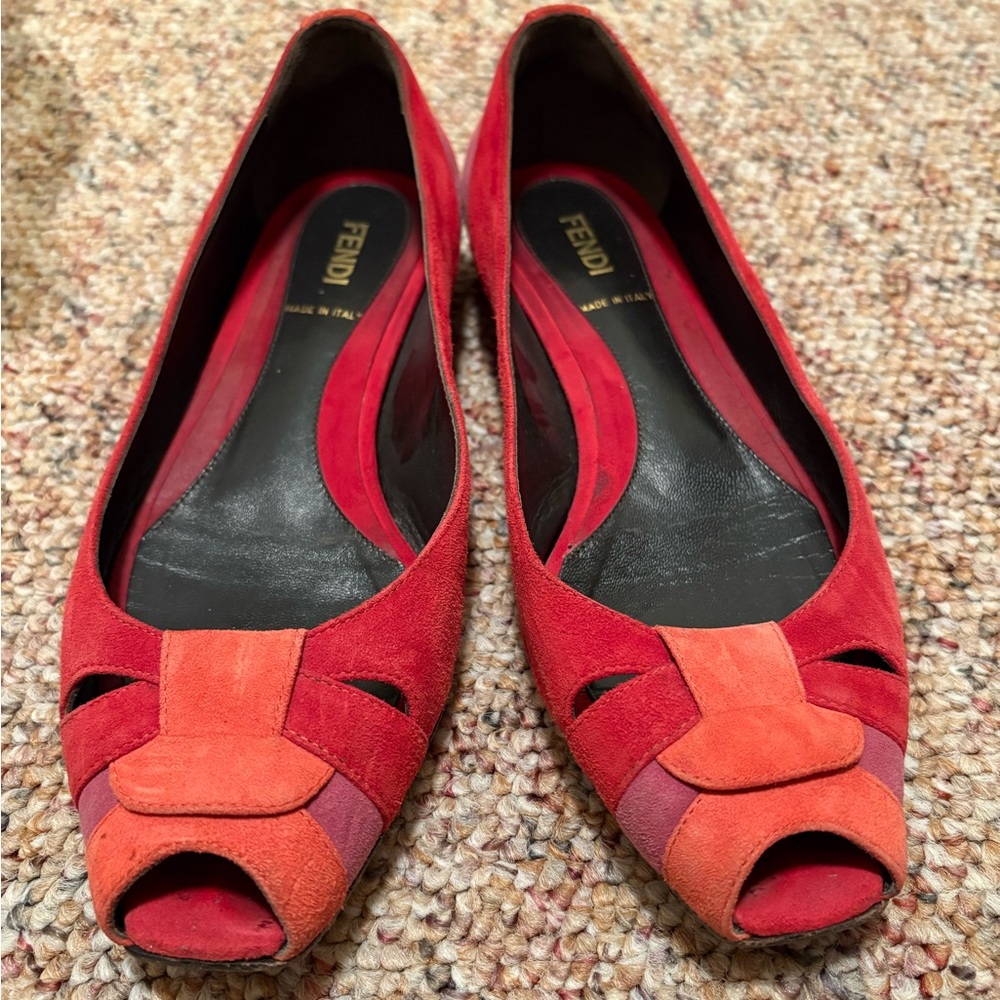 Fendi red ballet flat sandals size 37.5 - Picture 9 of 9